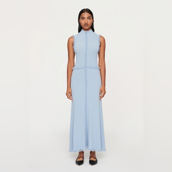 Clea AVALON FRINGE KNIT DRESS blue - Picture 1 of 3